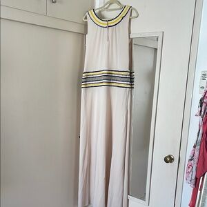 Tory Burch Cream Maxi Dress with Yellow and Blue Accents